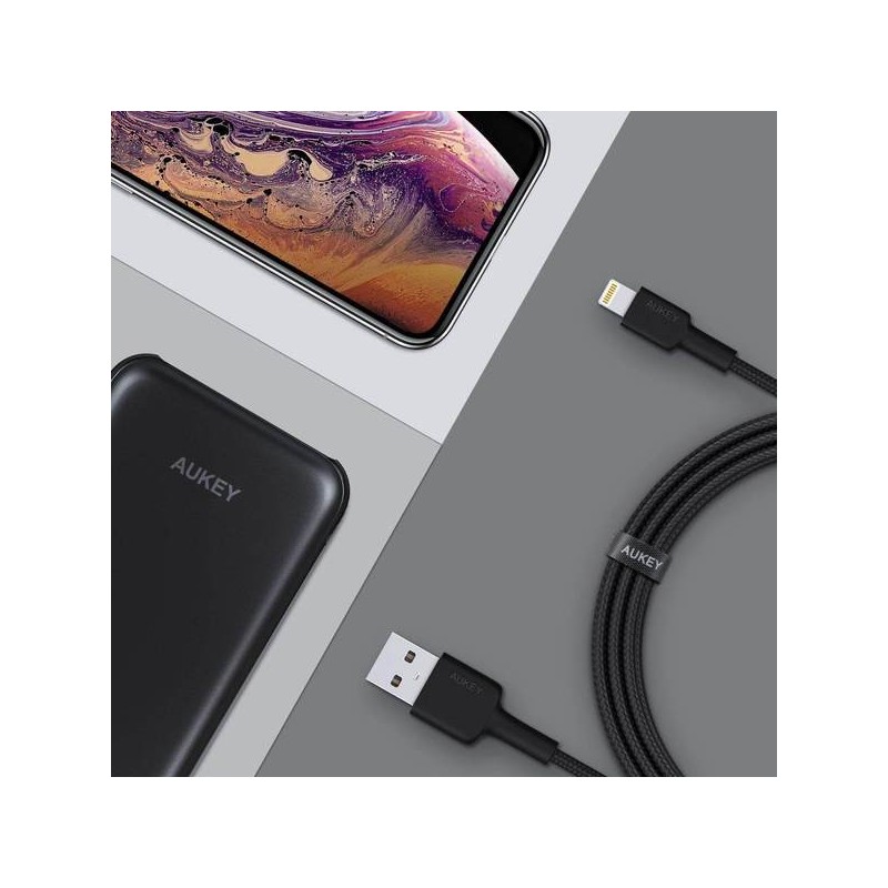 CB-AL05 nylonowy kabel Quick Charge Lightning-USB | 2m | cer… | PartsPC.pl