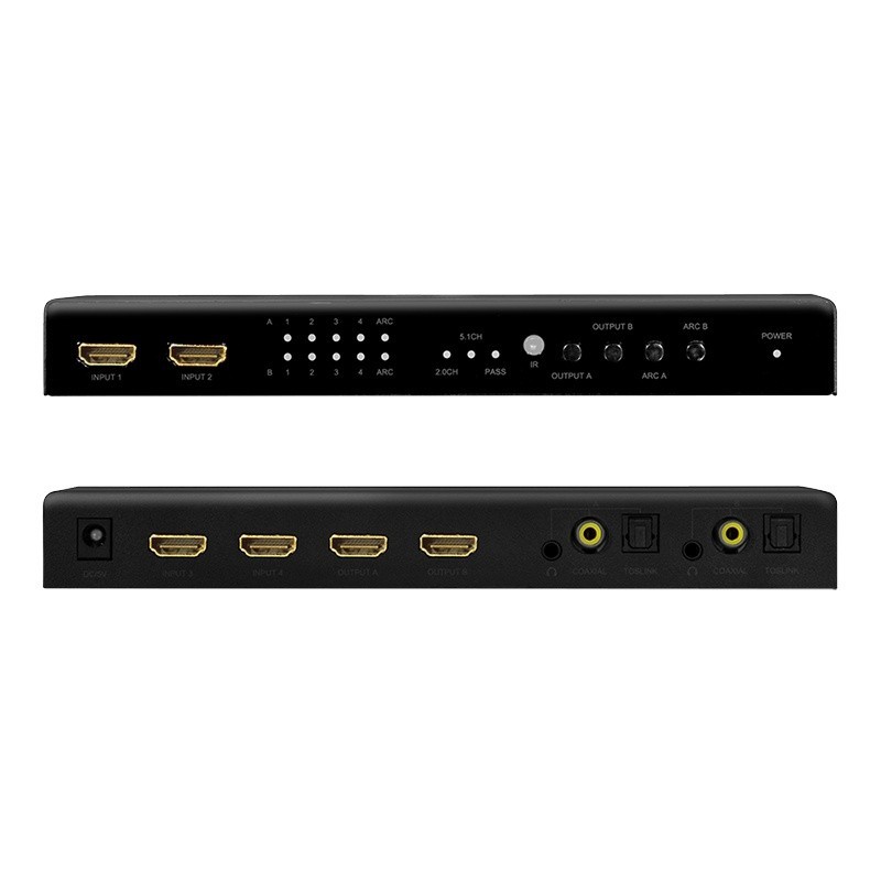 Switch 4x2 HDMI, 4K 60Hz, z pilotem | PartsPC.pl