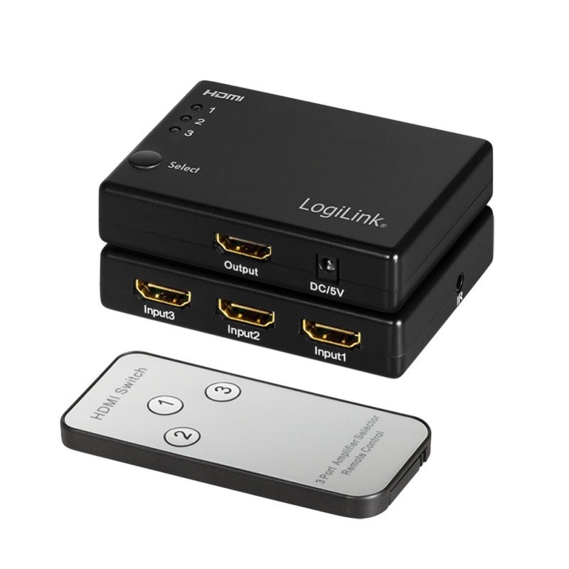Przełącznik Switch 3x1 HDMI, 1080p 60Hz, z pilotem | PartsPC.pl