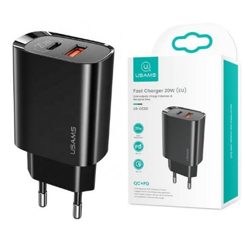 Ładowarka sieciowa 1xUSB-C+1xUSB T35 20W PD3.0 QC3.0 Fast ch… | PartsPC.pl