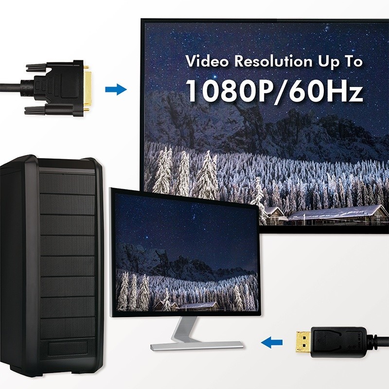 Kabel DisplayPort 1.2 do DVI 2m Czarny | PartsPC.pl