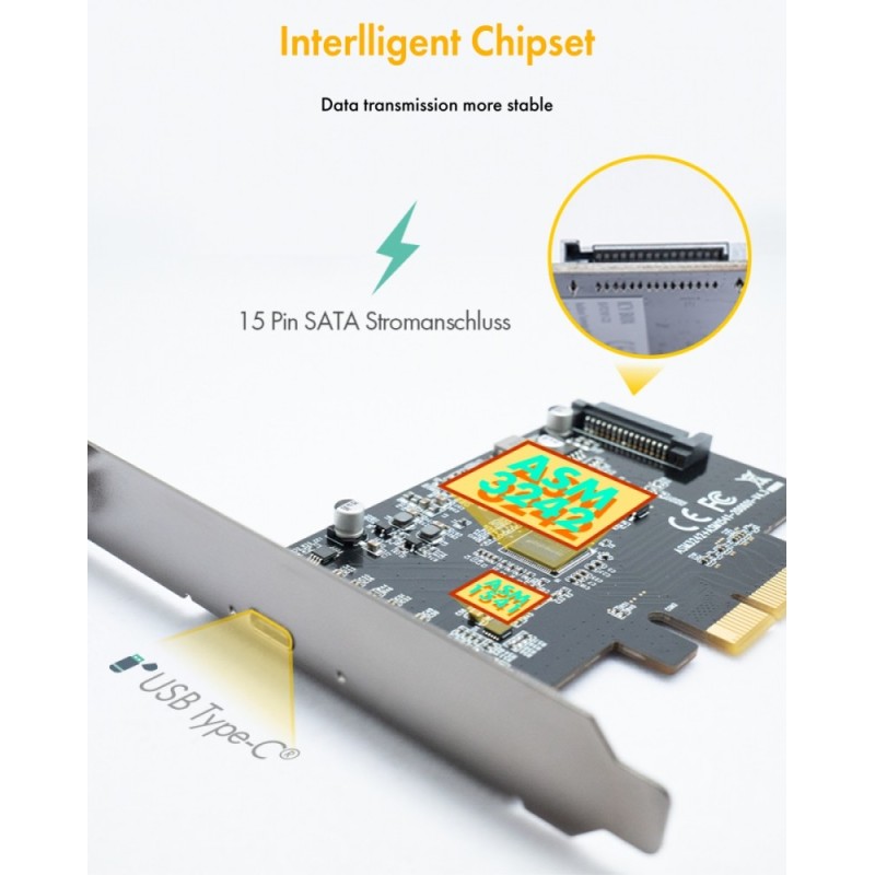 IB-PCI1901-C32 Karta PCIe, TYPE-C USB 3.2 (Gen 2x2) | PartsPC.pl
