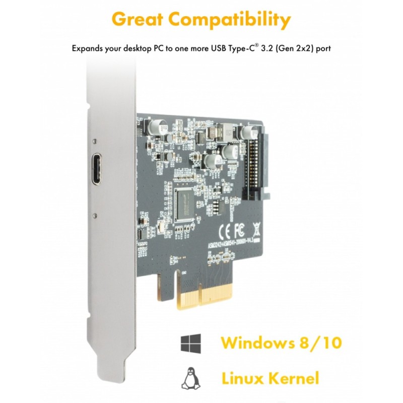 IB-PCI1901-C32 Karta PCIe, TYPE-C USB 3.2 (Gen 2x2) | PartsPC.pl