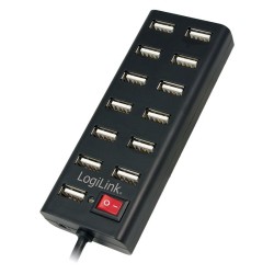 Hub USB2.0 13-portów z wyłącznikiem Czarny | PartsPC.pl