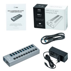 Hub USB3.0 z ładowaniem, 10 portów | PartsPC.pl
