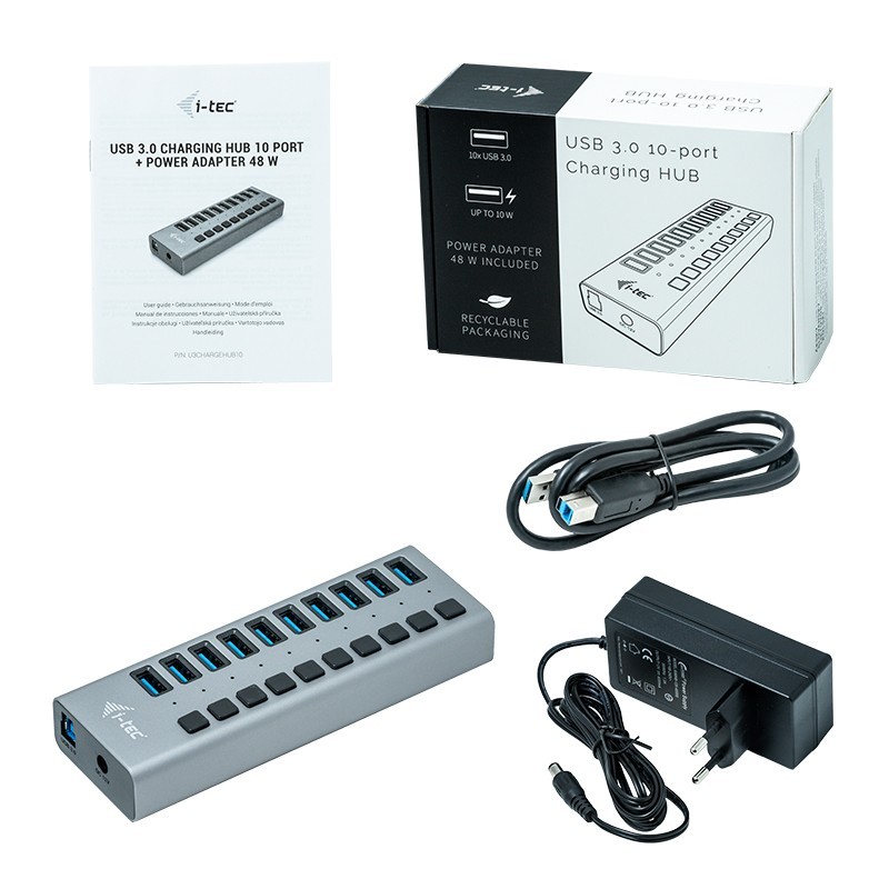 Hub USB3.0 z ładowaniem, 10 portów | PartsPC.pl