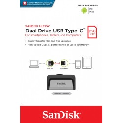 Pendrive Ultra Dual Drive 256GB USB 3.1 Type-C 150MB/s | PartsPC.pl