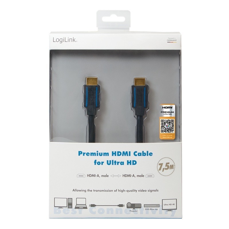 Kabel premium HDMI Ultra HD, 7.5m | PartsPC.pl