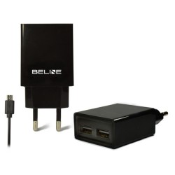 Ładowarka sieciowa 2xUSB + microUSB 2A czarna | PartsPC.pl