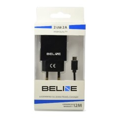 Ładowarka sieciowa 2xUSB + microUSB 2A czarna | PartsPC.pl