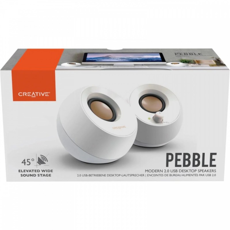 Głośniki Pebble 2.0 USB białe | PartsPC.pl