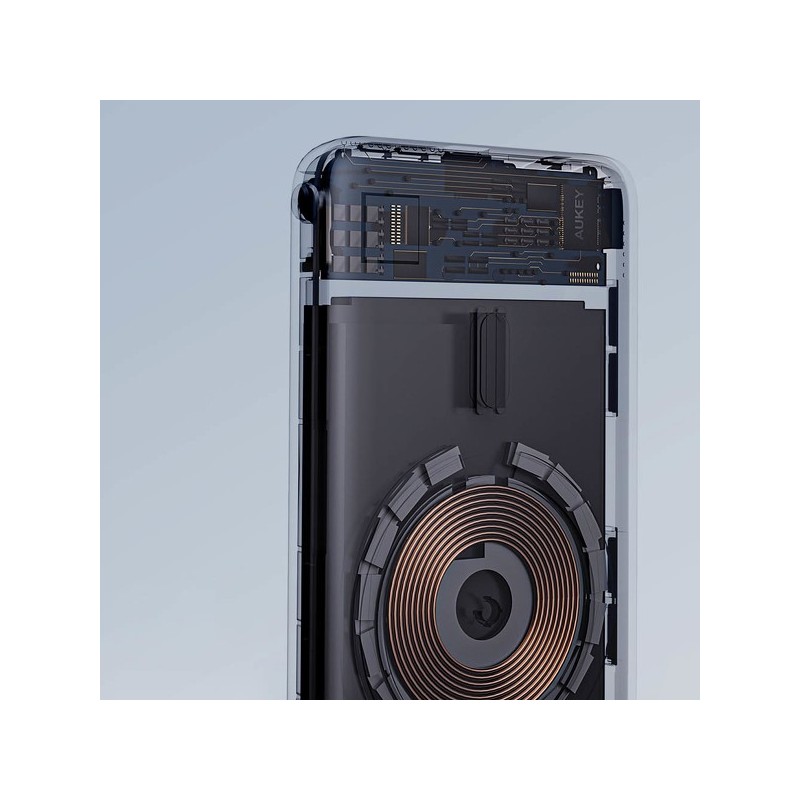 Powerbank magnetyczny Aukey PB-MS01 6700 mAh, 15/20W, stojący, szary