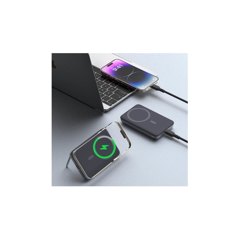 Powerbank magnetyczny Aukey PB-MS01 6700 mAh, 15/20W, stojący, szary