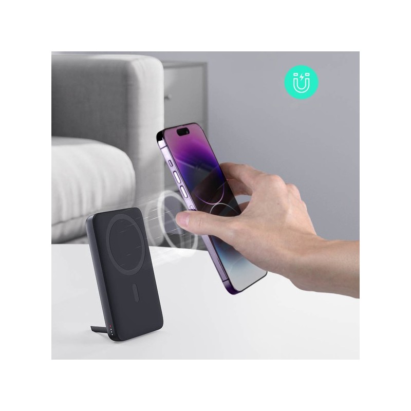 Powerbank magnetyczny Aukey PB-MS01 6700 mAh, 15/20W, stojący, szary