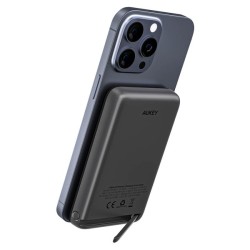 Powerbank magnetyczny Aukey PB-MS01 6700 mAh, 15/20W, stojący, szary