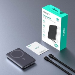 Powerbank magnetyczny Aukey PB-MS01 6700 mAh, 15/20W, stojący, szary