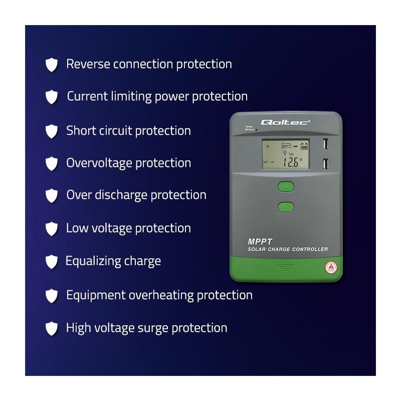 Solarny regulator ładowania MPPT z czujnikiem temperatury 40… | PartsPC.pl