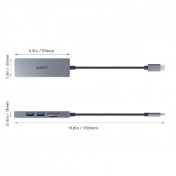 HUB USB-C CB-C63 aluminiowy | Ultra Slim | 4w1 | 3xUSB 3.1 |… | PartsPC.pl