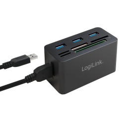 Hub USB LogiLink CR0042 USB3.0 z czytnikiem kart pamięci | PartsPC.pl