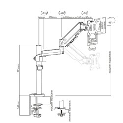 Uchwyt do monitora Maclean MC-775 17-32" 8kg czarny ze sprężyną gazową