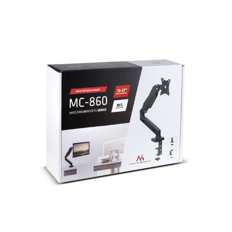 Uchwyt biurkowy do monitora Maclean MC-860, sprężyna gazowa, 13'27', 8kg,