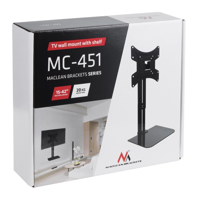 Uchwyt na ścianę do TV z półką Maclean MC-451 max. 20kg max. VESA 200x200