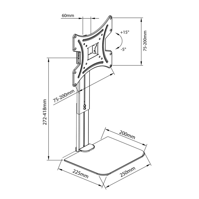 Uchwyt na ścianę do TV z półką Maclean MC-451 max. 20kg max. VESA 200x200