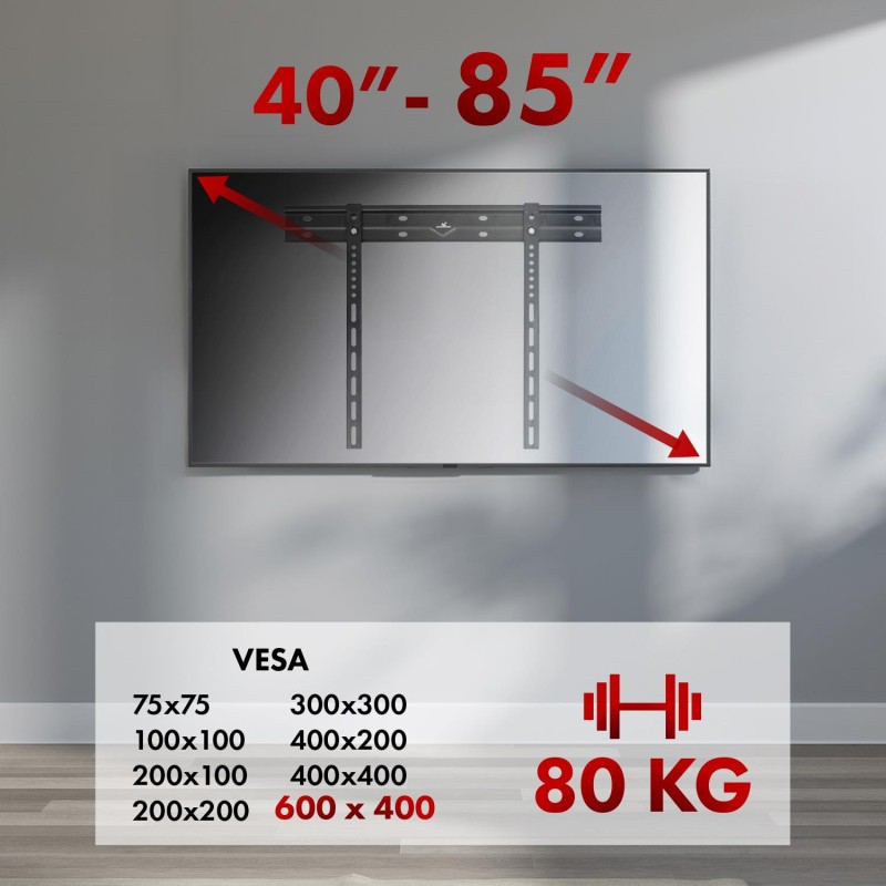 Uchwyt ścienny do TV Maclean MC-123, 40-85", max VESA 600x40… | PartsPC.pl