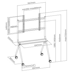 Stojak podłogowy na TV Maclean MC-977, mobilny, 50"-86", 120kg