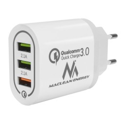 Ładowarka sieciowa Maclean MCE479 W QC 3.0 3xUSB biała | PartsPC.pl