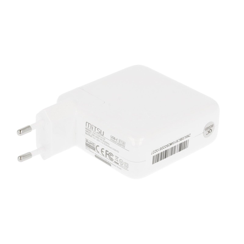 Zasilacz sieciowy Mitsu 61W USB-C, USBC, 5-20.3V, 3A (white)… | PartsPC.pl