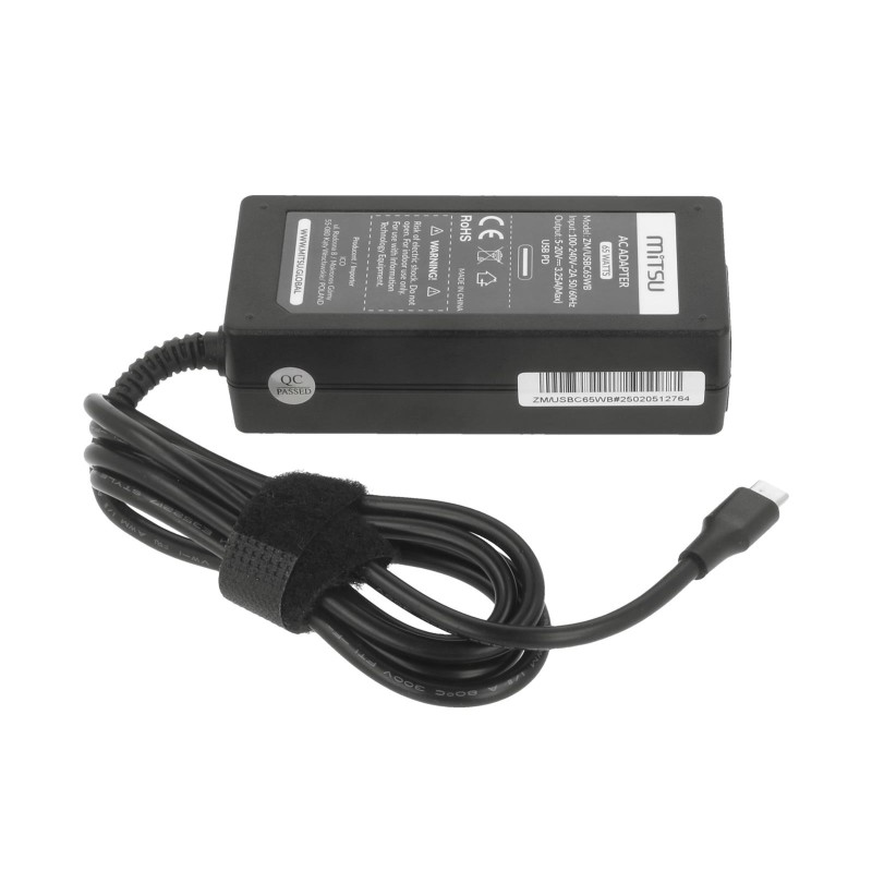 Zasilacz sieciowy Mitsu 65W USB-C, USBC, 5-20V, 3-3.25... | PartsPC.pl