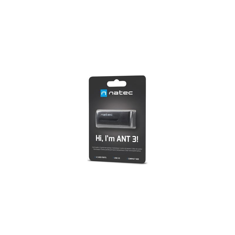 Czytnik kart Natec Mini Ant 3 SDHC MMC M2 MicroSD USB 2.0 Bl… | PartsPC.pl