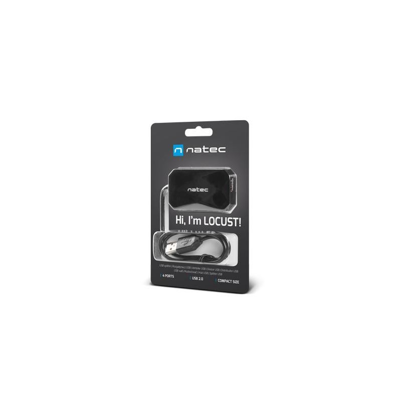 Hub USB Natec NHU-0647 LOCUST 4xUSB 2.0 czarny - Huby USB | PartsPC.pl