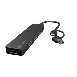Hub USB Natec Mayfly 4xUSB 3.0 czarny USB-C + Adapter USB-A… | PartsPC.pl