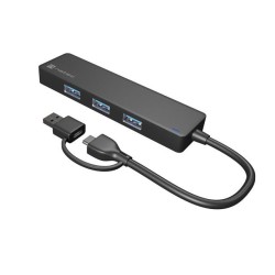 Hub USB Natec Mayfly 4xUSB 3.0 czarny USB-C + Adapter USB-A… | PartsPC.pl