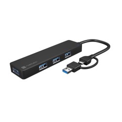 Hub USB Natec Mayfly 4xUSB 3.0 czarny USB-C + Adapter USB-A… | PartsPC.pl