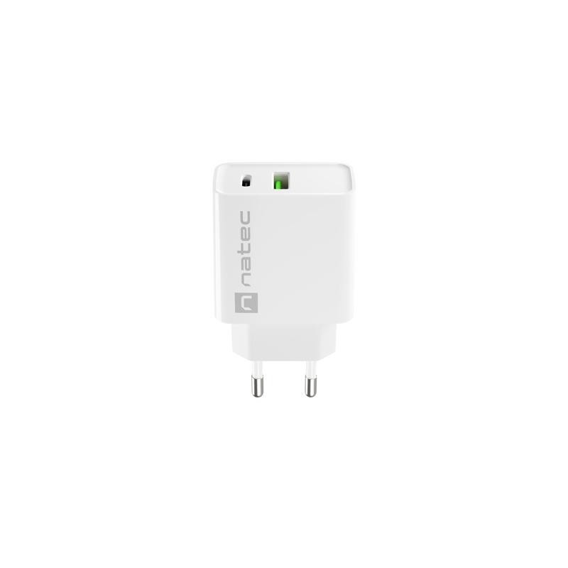 Ładowarka sieciowa Natec Ribera 1x USB-A + 1x USB-C 20W biał… | PartsPC.pl