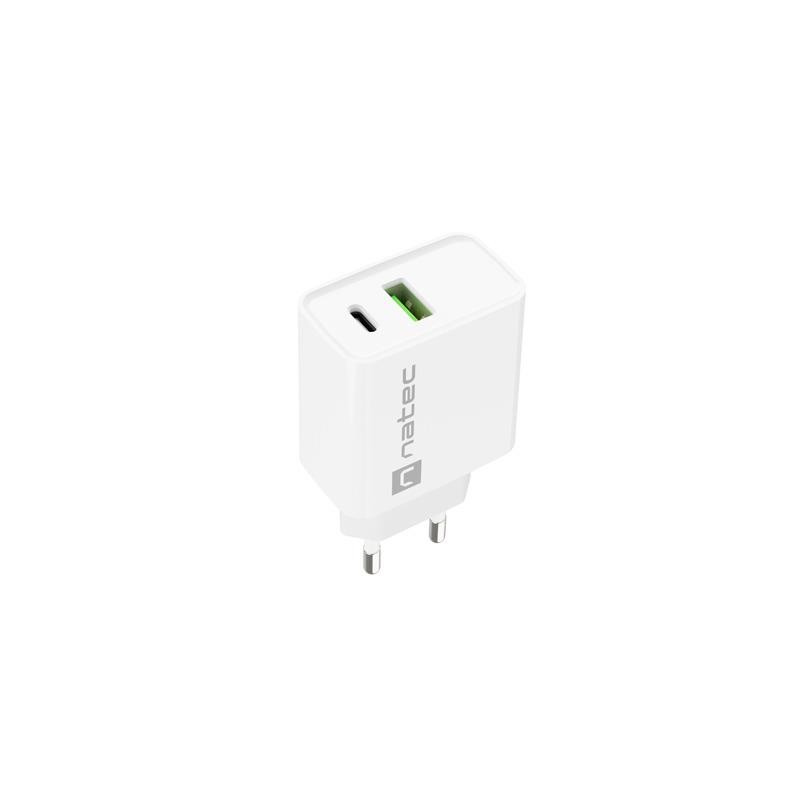 Ładowarka sieciowa Natec Ribera 1x USB-A + 1x USB-C 20W biał… | PartsPC.pl
