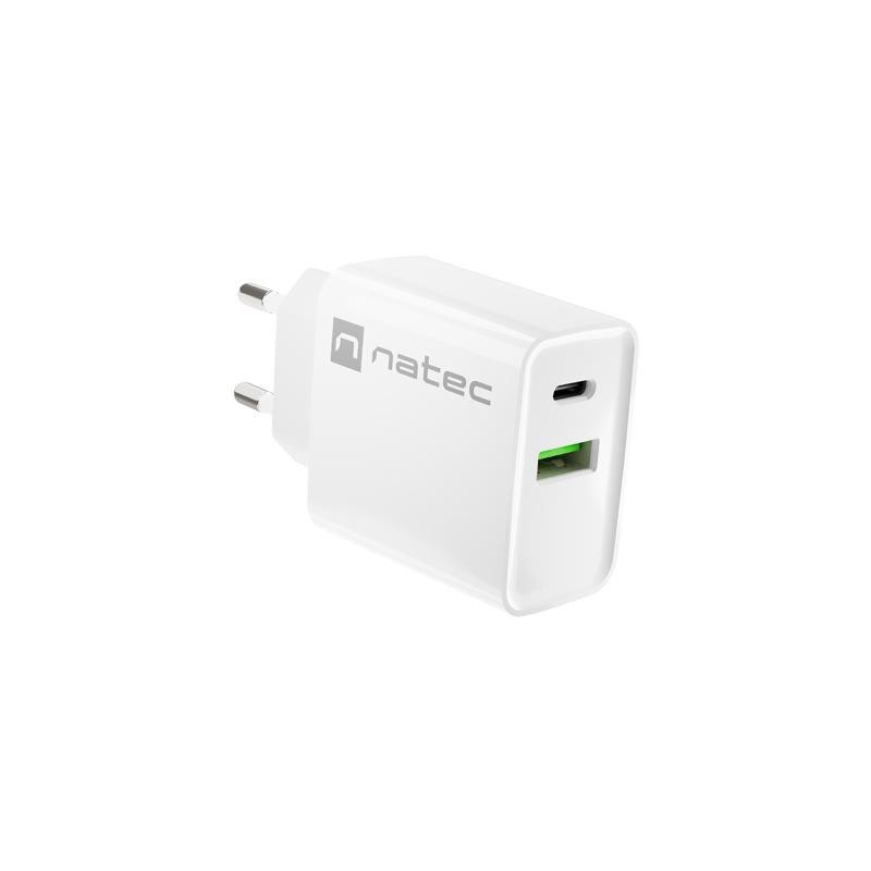 Ładowarka sieciowa Natec Ribera 1x USB-A + 1x USB-C 20W biał… | PartsPC.pl