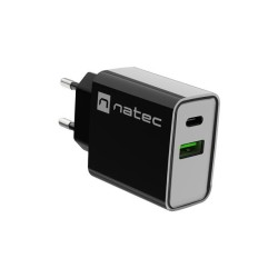 Ładowarka sieciowa Natec Ribera 1x USB-A + 1x USB-C 20W czar… | PartsPC.pl