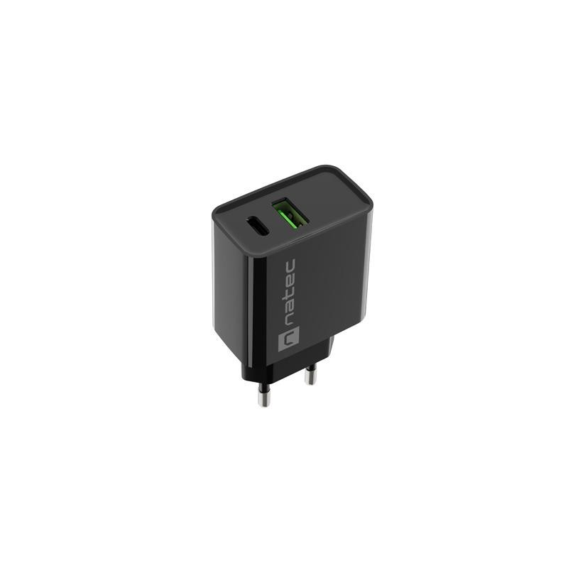 Ładowarka sieciowa Natec Ribera 1x USB-A + 1x USB-C 20W czar… | PartsPC.pl