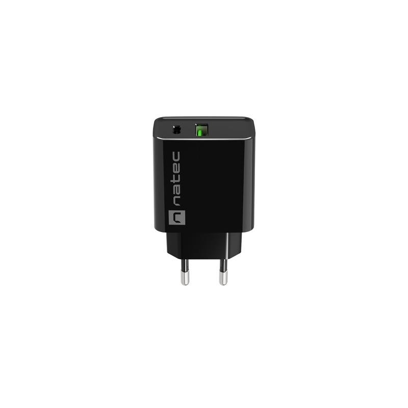 Ładowarka sieciowa Natec Ribera 1x USB-A + 1x USB-C 20W czar… | PartsPC.pl
