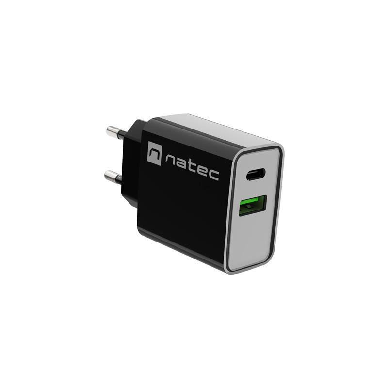Ładowarka sieciowa Natec Ribera 1x USB-A + 1x USB-C 20W czar… | PartsPC.pl