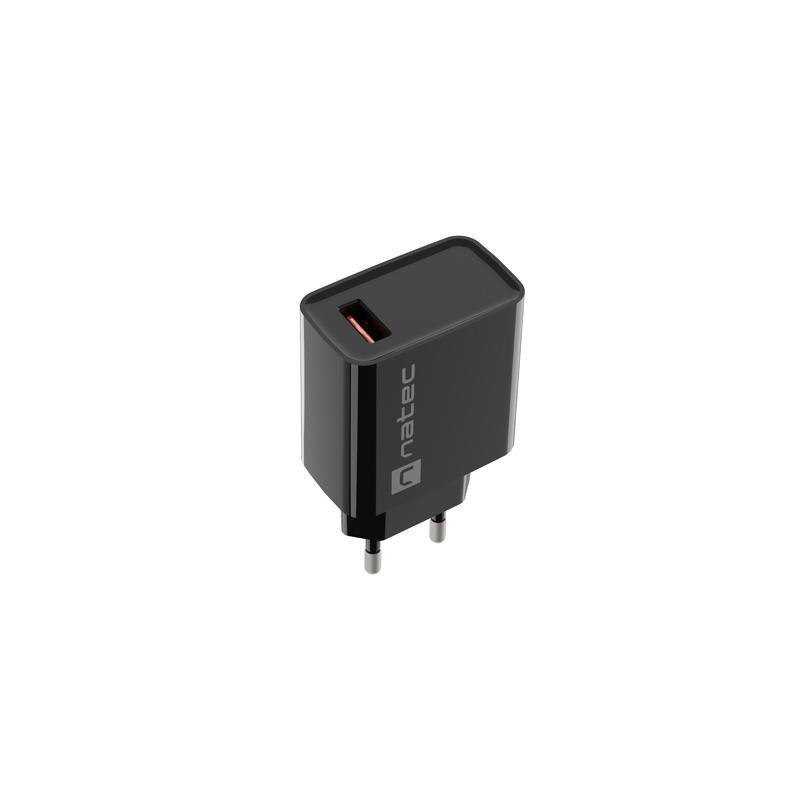 Ładowarka sieciowa Natec Ribera 1x USB-A 18W czarna | PartsPC.pl