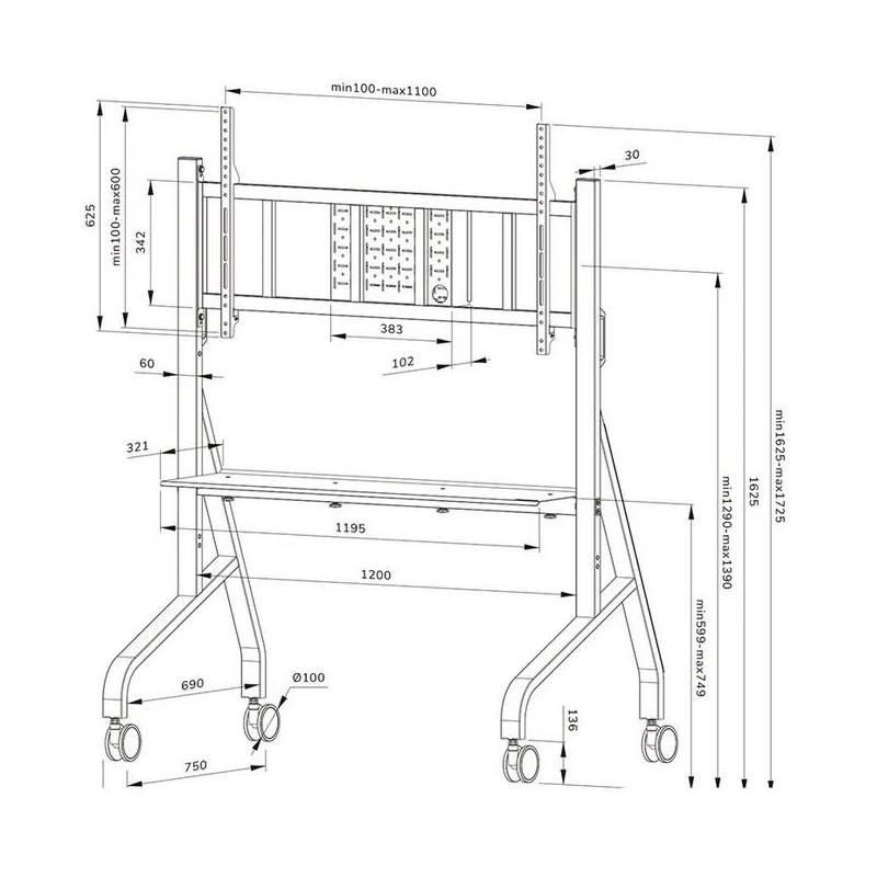 Stojak mobilny Neomounts FL50-575BL1 65"-110" 125kg | PartsPC.pl