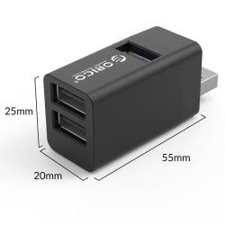Hub USB Orico MINI-U32L-BK-BP 3 porty USB-A 3.0 + 2.0 alumin… | PartsPC.pl