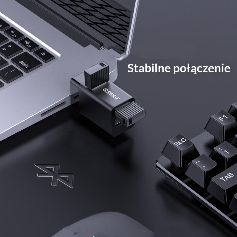 Hub USB Orico MINI-U32L-BK-BP 3 porty USB-A 3.0 + 2.0 alumin… | PartsPC.pl