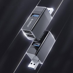 Hub USB Orico MINI-U32L-BK-BP 3 porty USB-A 3.0 + 2.0 alumin… | PartsPC.pl