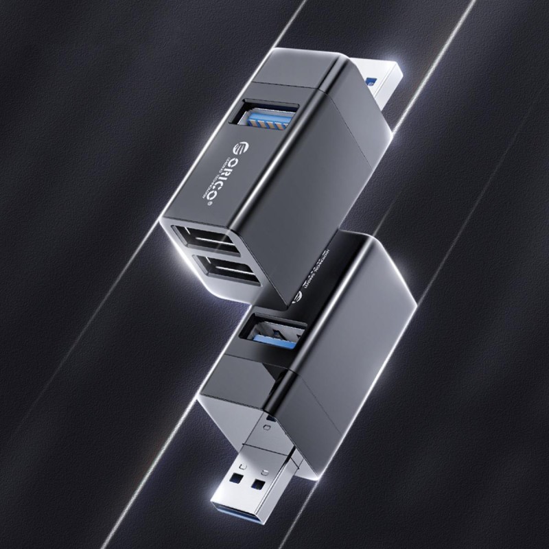 Hub USB Orico MINI-U32L-BK-BP 3 porty USB-A 3.0 + 2.0 alumin… | PartsPC.pl